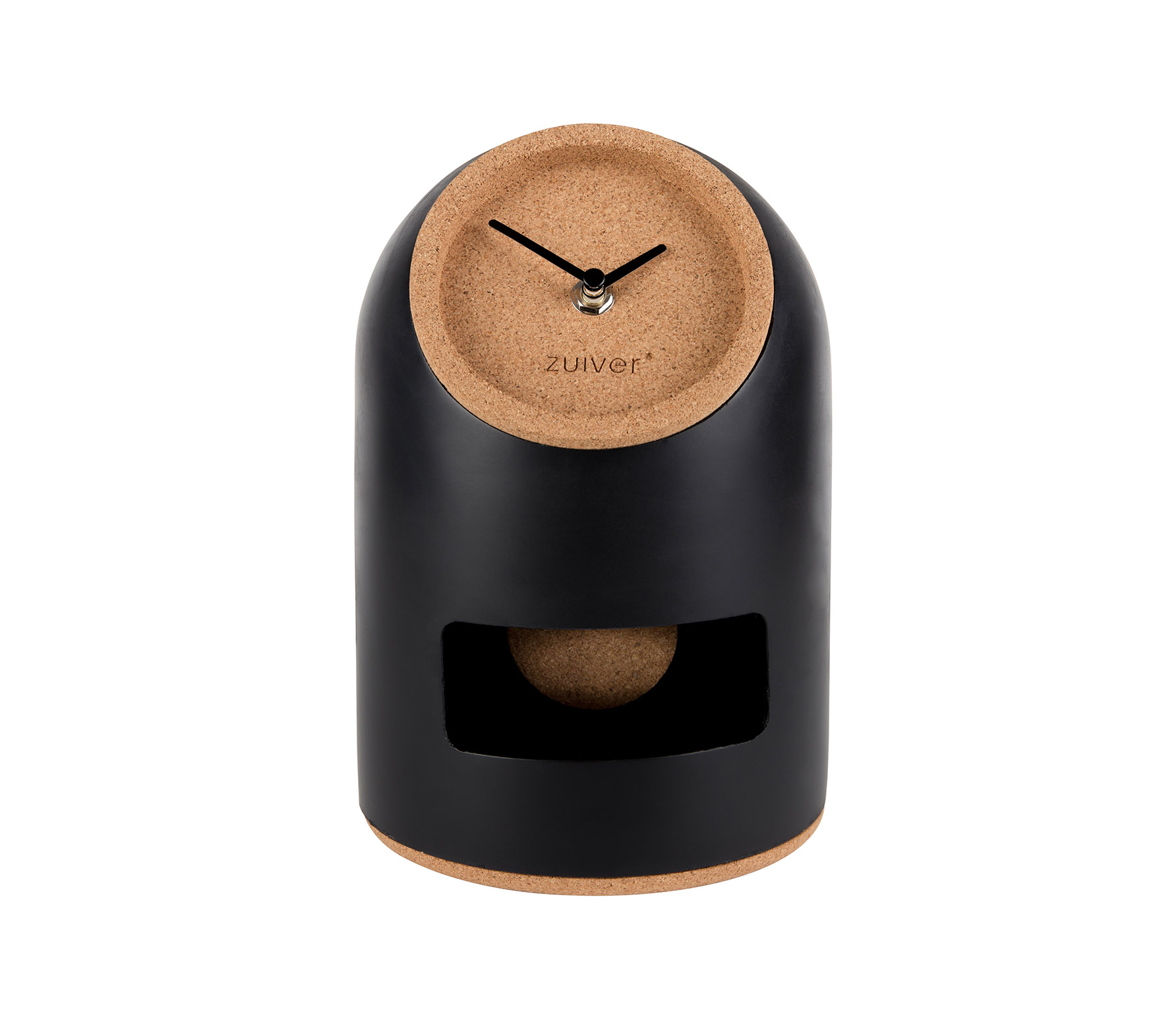 Zuiver Uno Tafelklok Beton En Kurk Zwart zuiver kopen in de aanbieding